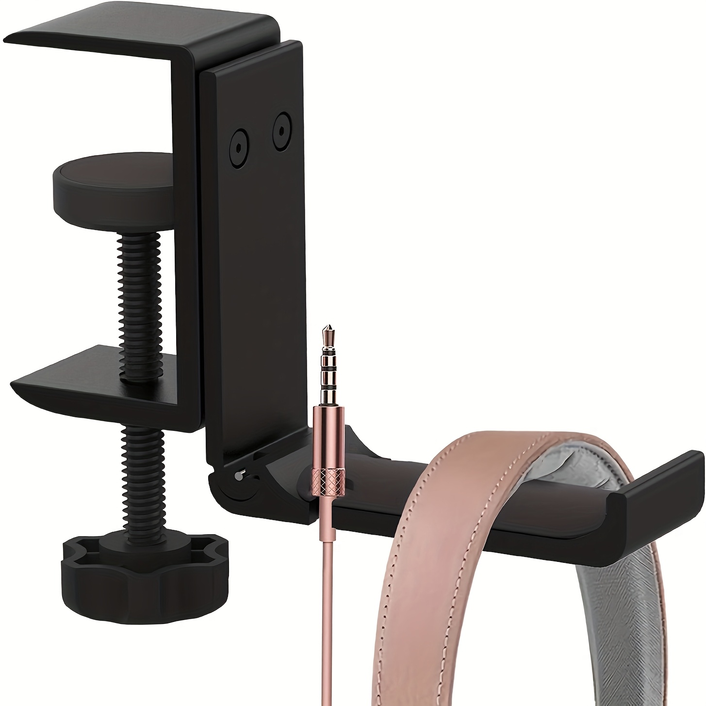 Headset Stand - オールアルミニウム製折りたたみ式デスク下ヘッドホンホルダー、ヘッドセット、バックパック、テーブルバッグ、ゲーミングギア用スナップロッククランプフック