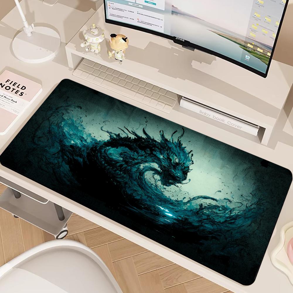Pc Gaming Dragon - XL拡張ゲーミングマウスパッド 防水滑り止めドラゴンデスクマット、ゴムベース大型マウスパッド PC/ラップトップキーボードゲーマー向け