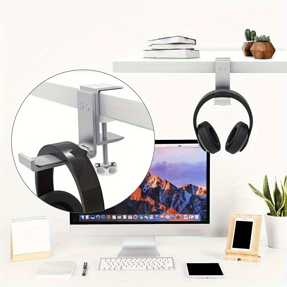 オールアルミニウム製折りたたみ式デスク下ヘッドホンホルダー、 - Headset Stand のレビューと価格